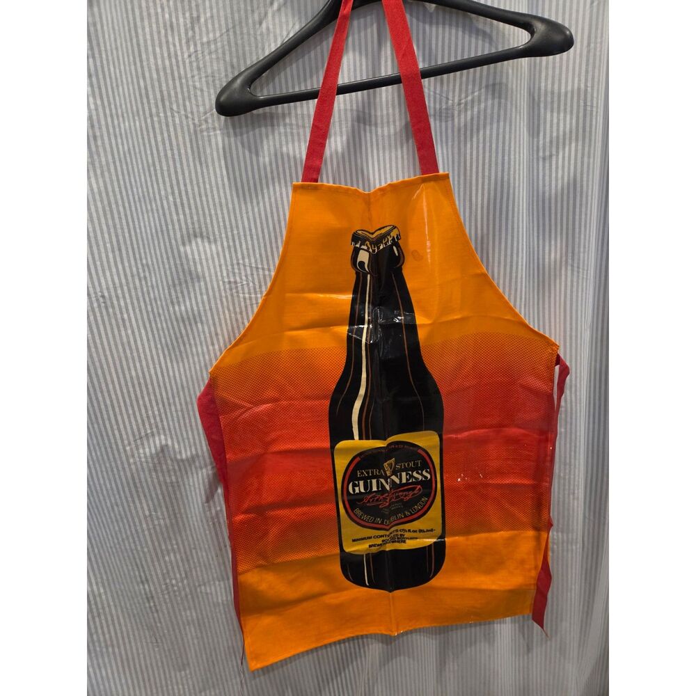 Vintage 70s 80s Guinness Extra Stout Apron Retro Orange PVC Coated Made in Irela